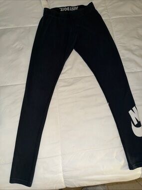 Nike Black Kids Leggings with White Logo
